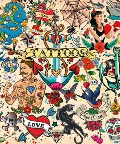 Brand new ๐ Buffalo Games 750 Pieces Tattoopalooza ๐