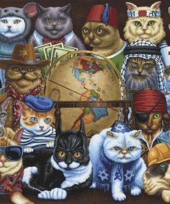 Best Pirce 🔥 Dowdle Folk Art 100 Pieces Cats Around The World ⭐