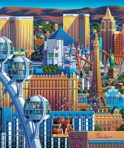Cheapest 😍 Dowdle Folk Art 500 Pieces Las Vegas Great Wheel 🎁