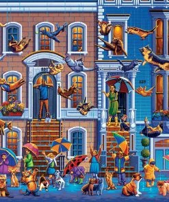 Brand new 🥰 Dowdle Folk Art 500 Pieces Raining Cats And 🦮 Dogs 🌟