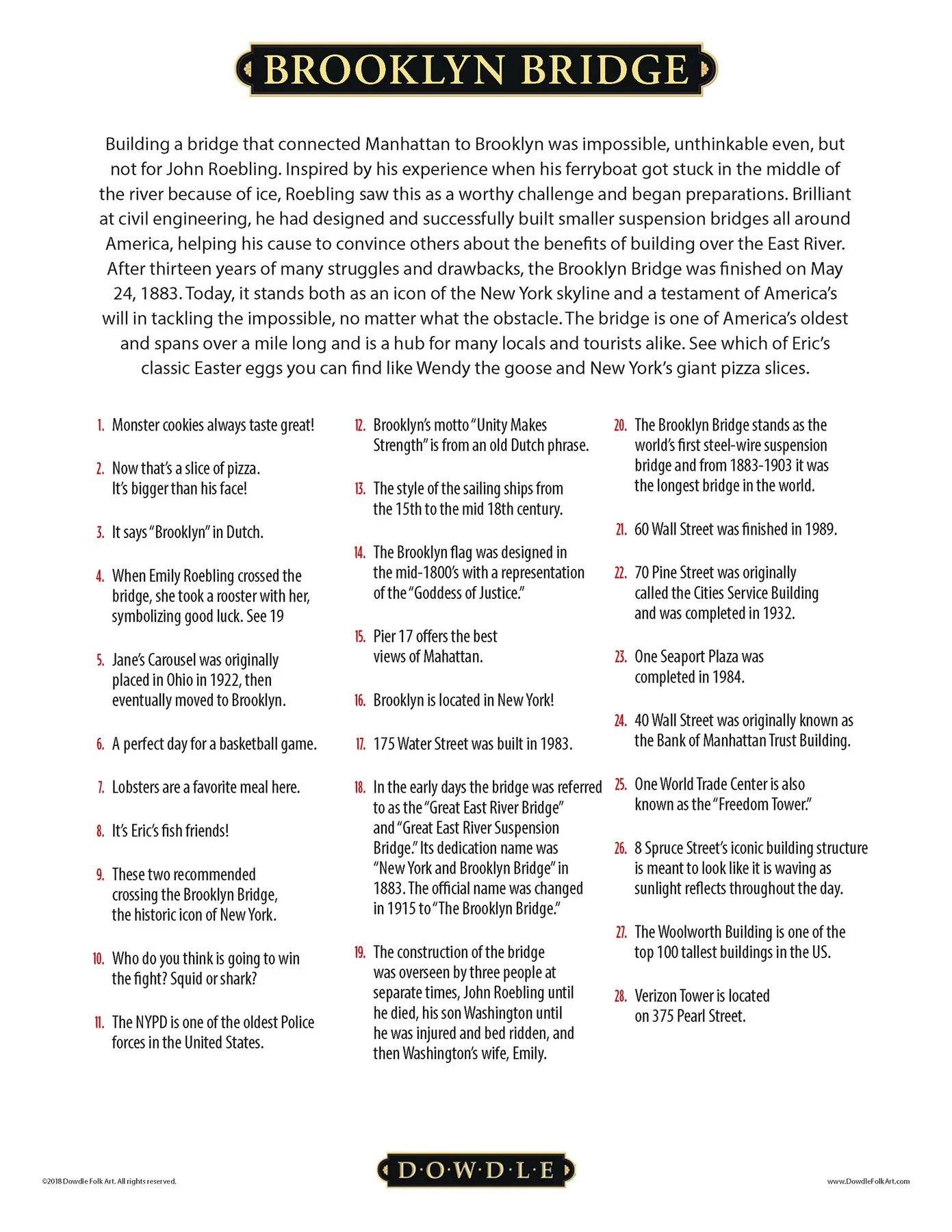 Promo ๐คฉ Dowdle Folk Art 550 Pieces Brooklyn Bridge ๐ 6 Promo ๐คฉ Dowdle Folk Art 550 Pieces Brooklyn Bridge ๐ - Image 4