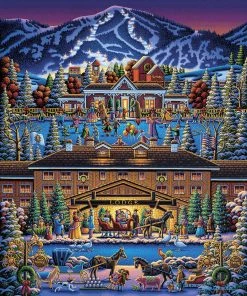 New β€οΈ Dowdle Folk Art 500 Pieces Sun Valley Holiday β