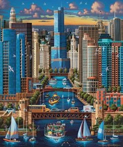 Cheap ✔️ Dowdle Folk Art 500 Pieces Chicago River 😍