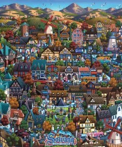 New ⭐ Dowdle Folk Art 250 Pieces Solvang Danish Village Mini Puzzle 😀