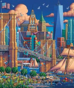 Promo 🤩 Dowdle Folk Art 550 Pieces Brooklyn Bridge 🔔