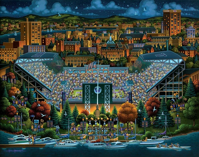 Best Pirce 👏 Dowdle Folk Art 500 Pieces Washington Huskies ✨ 3 Best Pirce 👏 Dowdle Folk Art 500 Pieces Washington Huskies ✨